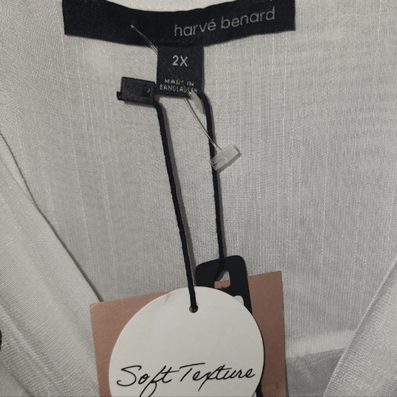 Harve Bernard White tie front blouse with gold stripes 2x NWT - Picture 9 of 9